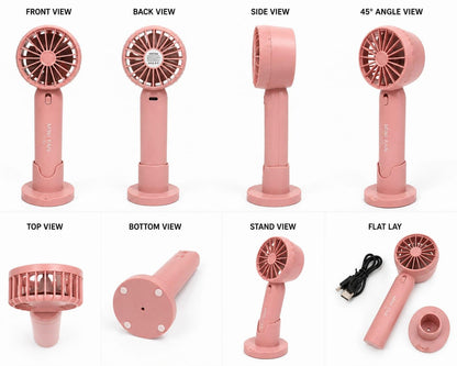 Mini ventilateur T10 rose multivues