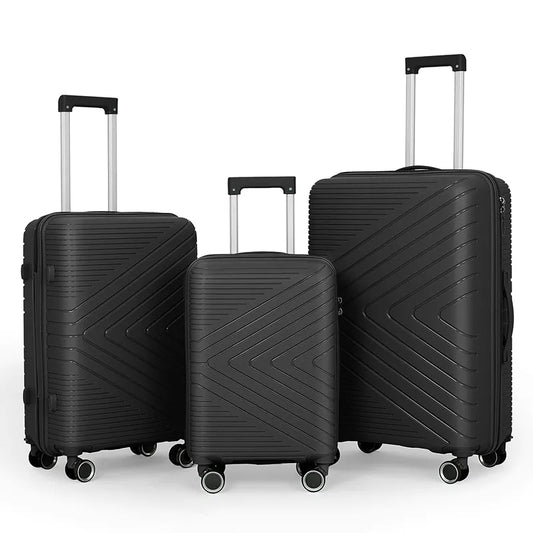 Set de valises rigides noires 3 pièces